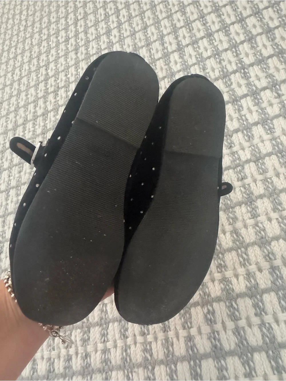 J Crew Black Mary Jane Flats with Crystal Accents - girls size 2